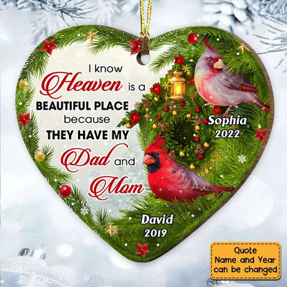 Personalized I Know Heaven Is A Beautiful Place For Loss Of Mom Dad Memorial Heart Ornament ornament The Next Custom Gift