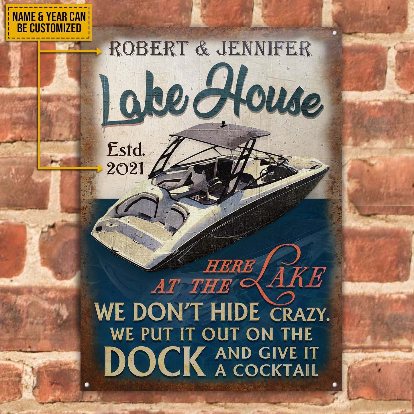 Personalized Jet Boat Lake Crazy Customized Classic Metal Signs