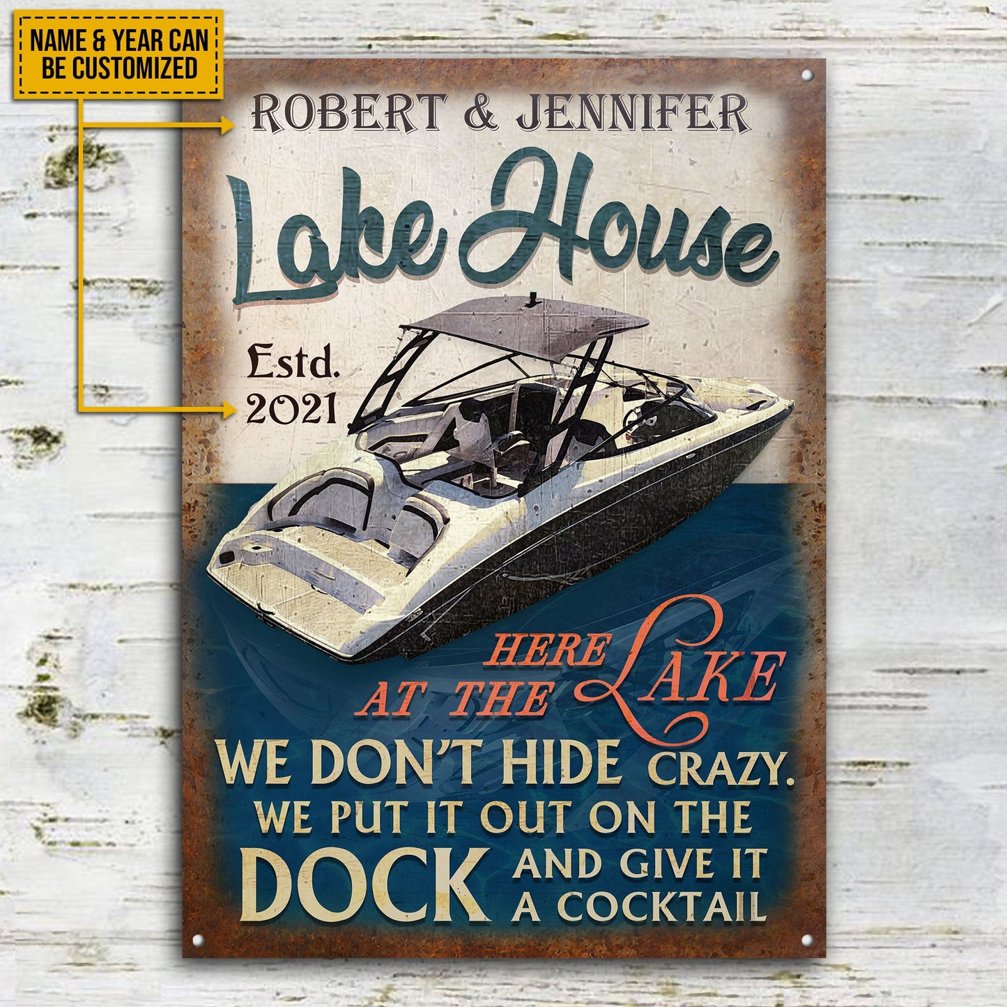 Personalized Jet Boat Lake Crazy Customized Classic Metal Signs