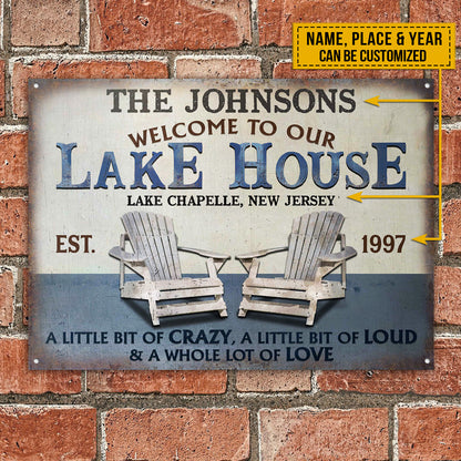 Personalized Lake A Little Bit Of Crazy Customized Classic Metal Signs