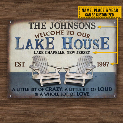 Personalized Lake A Little Bit Of Crazy Customized Classic Metal Signs