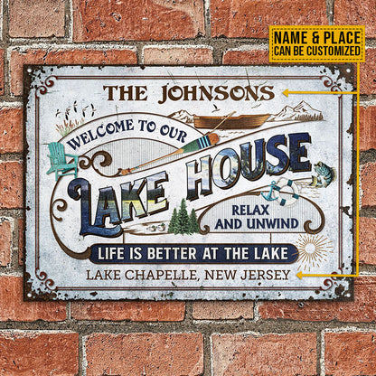 Personalized Lake Blue Vintage Life Is Better Custom Classic Metal Signs
