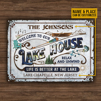 Personalized Lake Blue Vintage Life Is Better Custom Classic Metal Signs