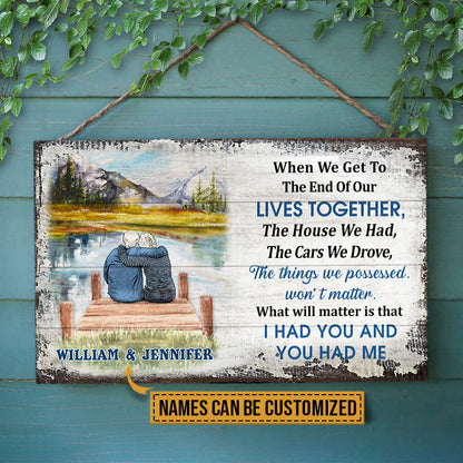 Personalized Lake Get The End Together Custom Wood Rectangle Sign
