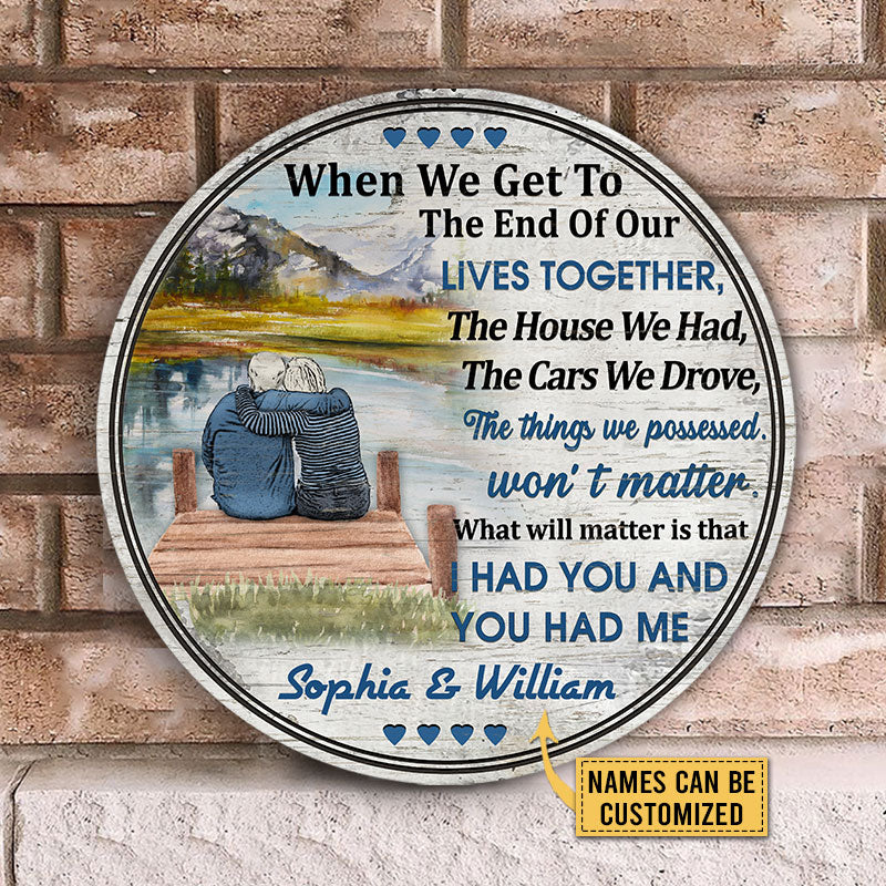 Personalized Lake Get The End Together Custom Wood Circle Sign