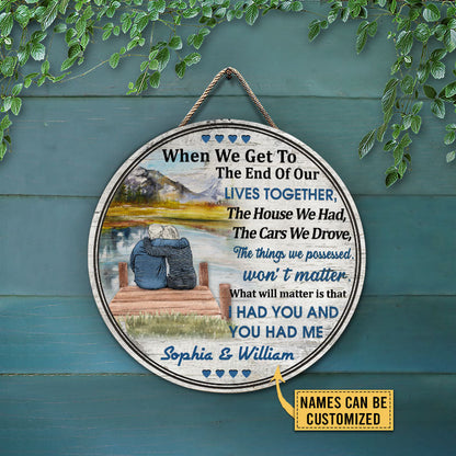 Personalized Lake Get The End Together Custom Wood Circle Sign