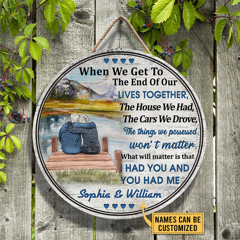 Personalized Lake Get The End Together Custom Wood Circle Sign