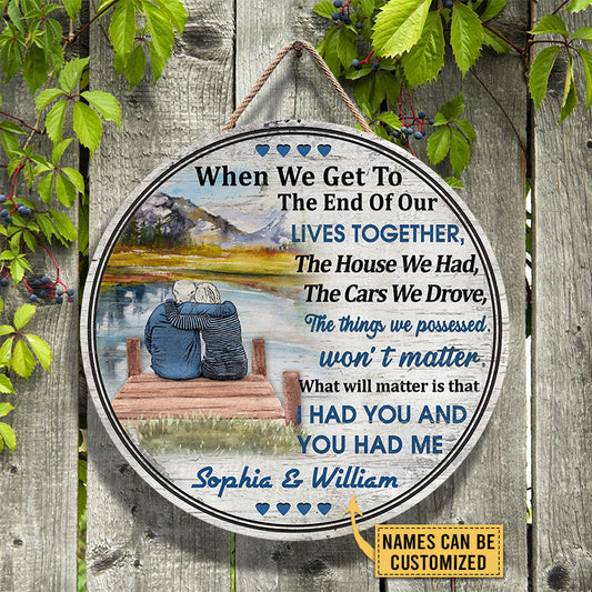 Personalized Lake Get The End Together Custom Wood Circle Sign