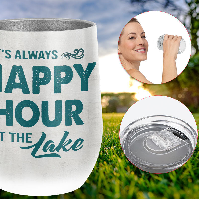 Personalized Lake Happy Hour Custom Wine Tumbler