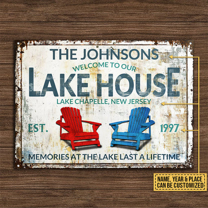 Personalized Lake House Last A Lifetime Custom Classic Metal Signs