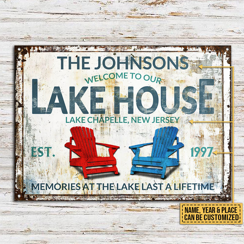Personalized Lake House Last A Lifetime Custom Classic Metal Signs