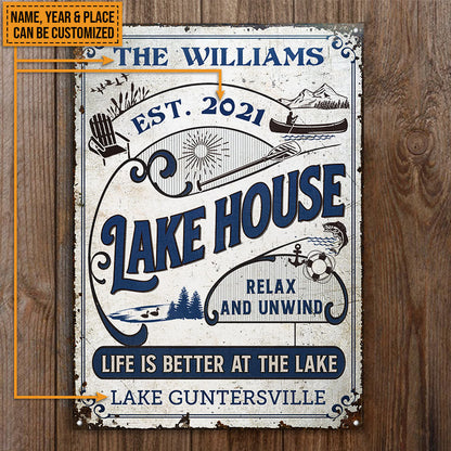 Personalized Lake House Life Is Better At The Lake Custom Classic Metal Signs