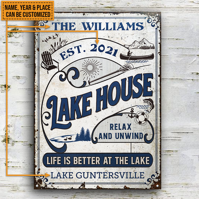 Personalized Lake House Life Is Better At The Lake Custom Classic Metal Signs