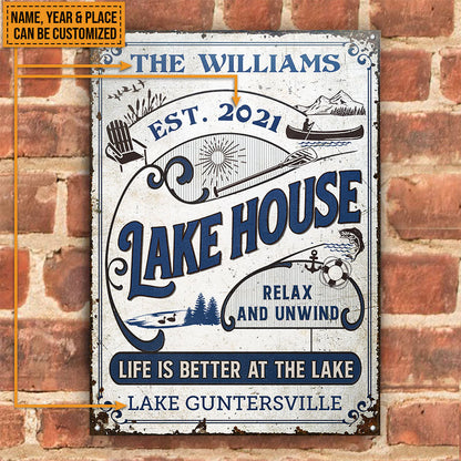 Personalized Lake House Life Is Better At The Lake Custom Classic Metal Signs