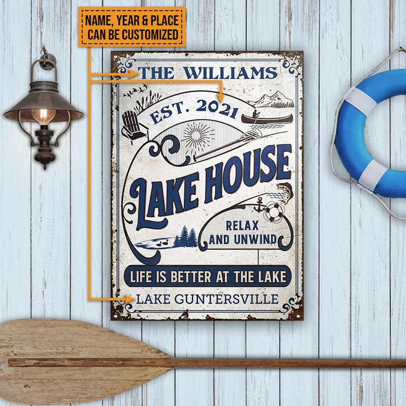 Personalized Lake House Life Is Better At The Lake Custom Classic Metal Signs
