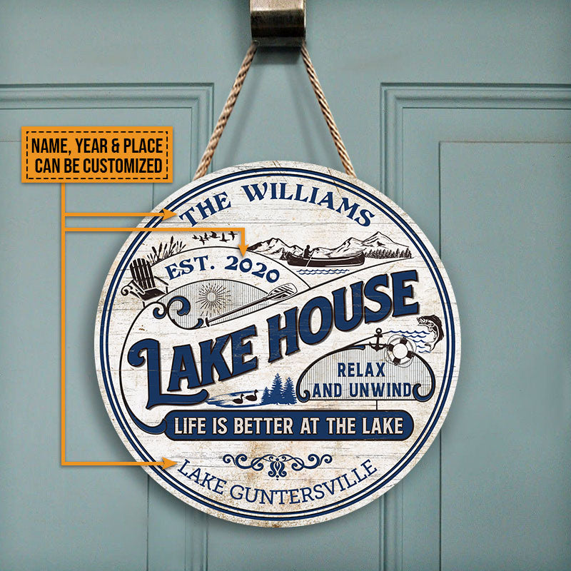 Personalized Lake House Life Is Better At The Lake Custom Wood Circle Sign