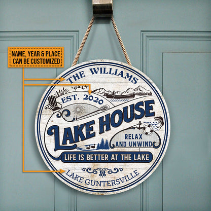 Personalized Lake House Life Is Better At The Lake Custom Wood Circle Sign