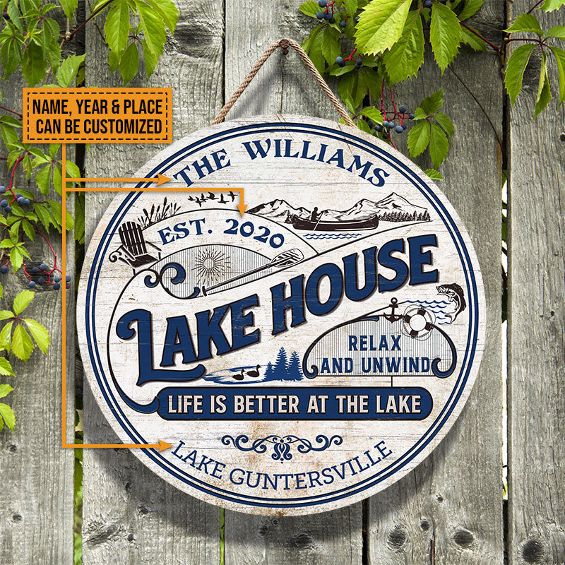 Personalized Lake House Life Is Better At The Lake Custom Wood Circle Sign