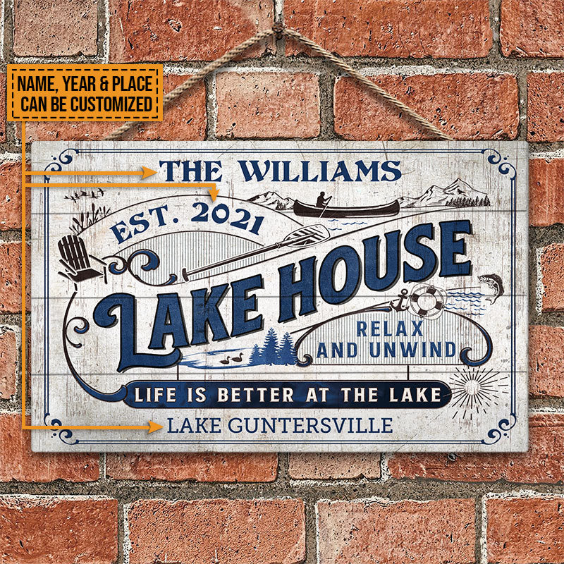 Personalized Lake House Life Is Better Custom Wood Rectangle Sign