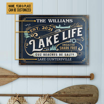Personalized Lake Life Unsalted Customized Classic Metal Signs