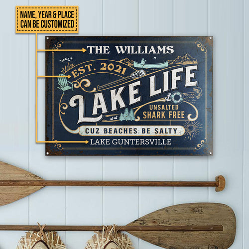 Personalized Lake Life Unsalted Customized Classic Metal Signs