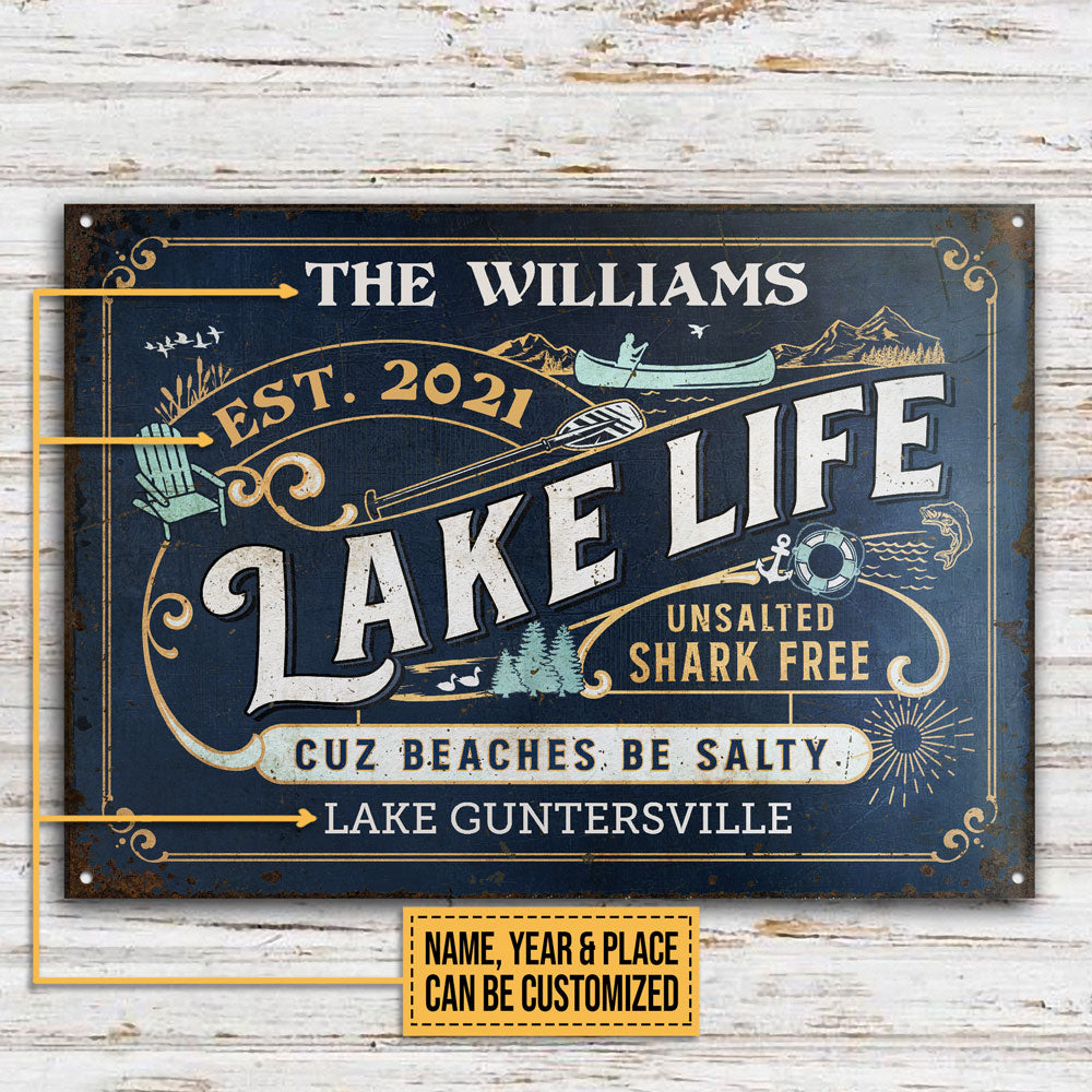Personalized Lake Life Unsalted Customized Classic Metal Signs