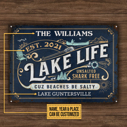 Personalized Lake Life Unsalted Customized Classic Metal Signs