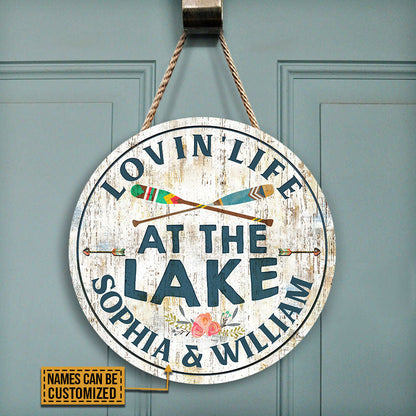 Personalized Lake Loving Life Custom Wood Circle Sign