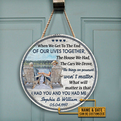 Personalized Lake Old Couple When We Get Date Custom Wood Circle Sign