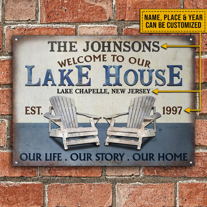 Personalized Lake Our Life Our Story Customized Classic Metal Signs