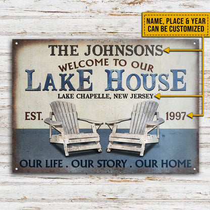 Personalized Lake Our Life Our Story Customized Classic Metal Signs