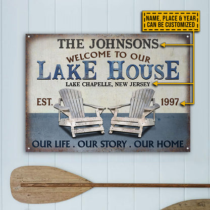 Personalized Lake Our Life Our Story Customized Classic Metal Signs
