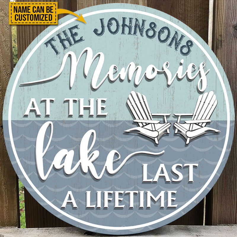 Personalized Lake Teal Last A Lifetime Custom Wood Circle Sign