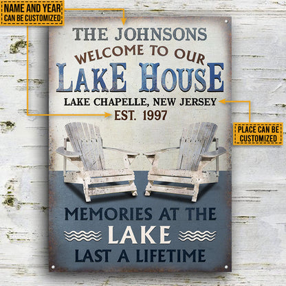 Personalized Lake Vertical Memories At The Lake Custom Classic Metal Signs