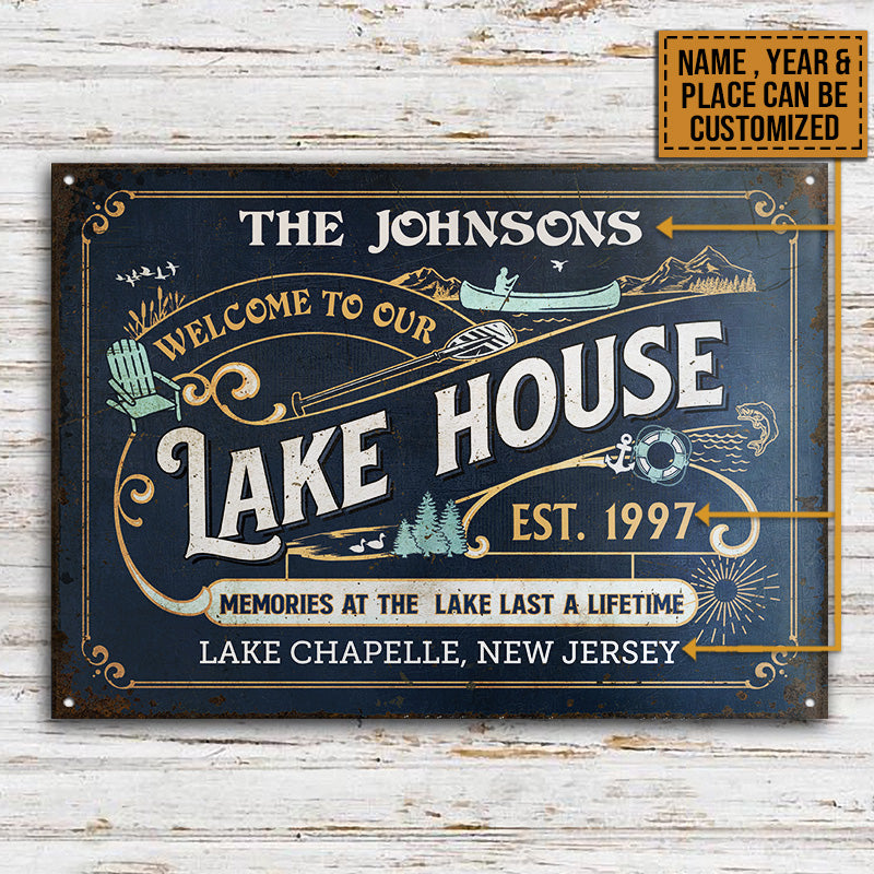 Personalized Lake Vintage Memories At The Lake Customized Classic Metal Signs