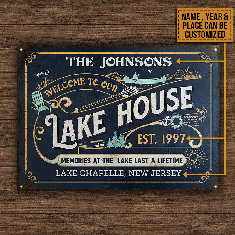 Personalized Lake Vintage Memories At The Lake Customized Classic Metal Signs