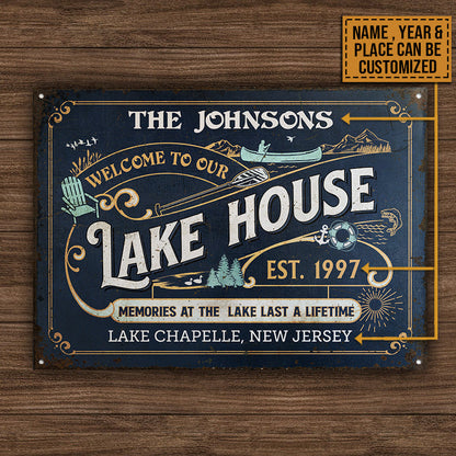 Personalized Lake Vintage Memories At The Lake Customized Classic Metal Signs