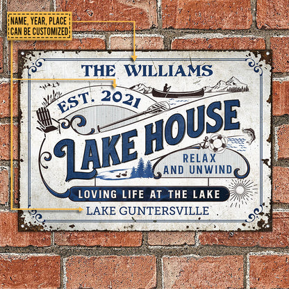 Personalized Loving Life At The Lake Custom Classic Metal Signs