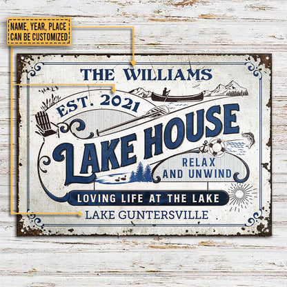 Personalized Loving Life At The Lake Custom Classic Metal Signs