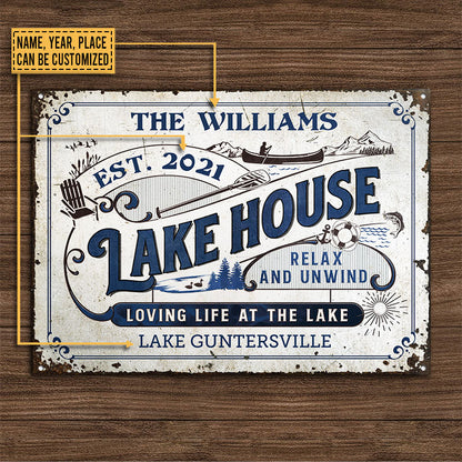 Personalized Loving Life At The Lake Custom Classic Metal Signs