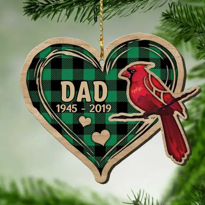 Personalized Memorial Christmas Cardinal Heart Wooden Ornament ornament The Next Custom Gift