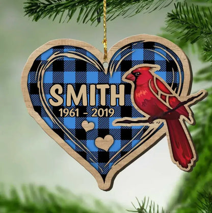 Personalized Memorial Christmas Cardinal Heart Wooden Ornament ornament The Next Custom Gift