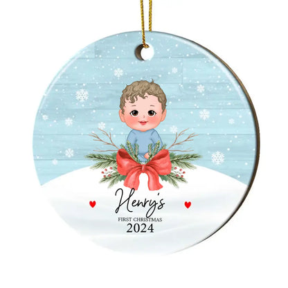 Personalized My First Christmas Baby Boy Girl Circle Ornament Ornament The Next Custom Gift