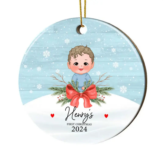 Personalized My First Christmas Baby Boy Girl Circle Ornament Ornament The Next Custom Gift