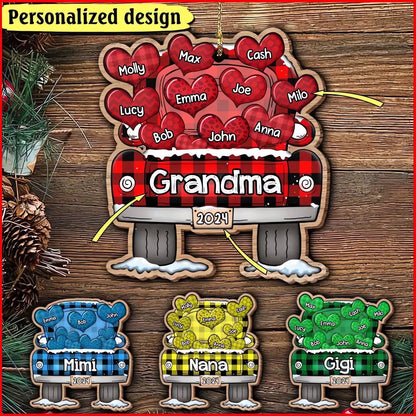 Personalized Nickname Grandma Truck Loading Heart Shaped Ornament ornament The Next Custom Gift