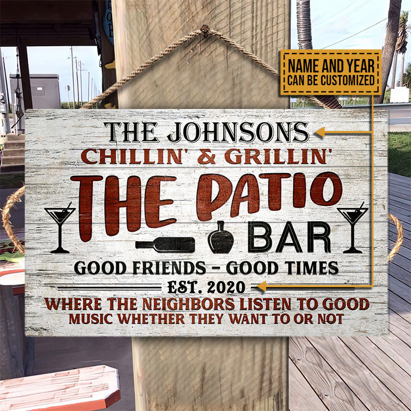 Personalized Patio Bar Grilling Backyard Custom Wood Rectangle Sign
