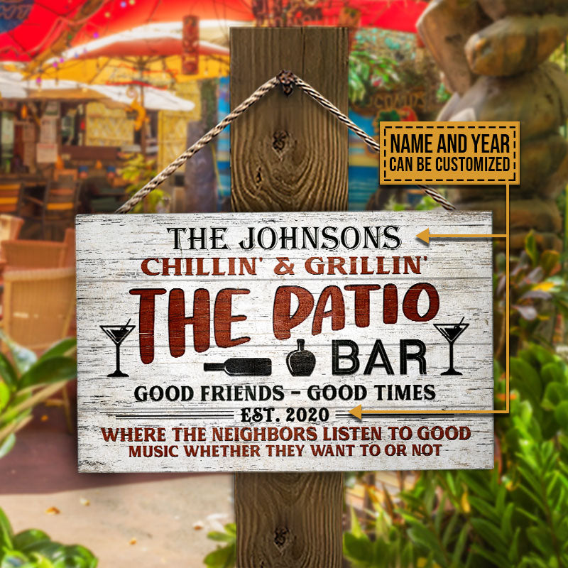Personalized Patio Bar Grilling Backyard Custom Wood Rectangle Sign