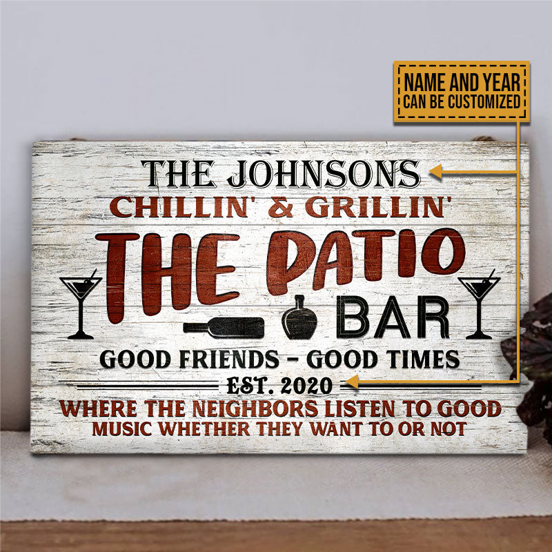 Personalized Patio Bar Grilling Backyard Custom Wood Rectangle Sign