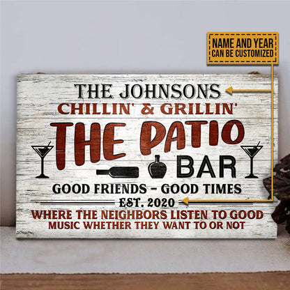 Personalized Patio Bar Grilling Backyard Custom Wood Rectangle Sign