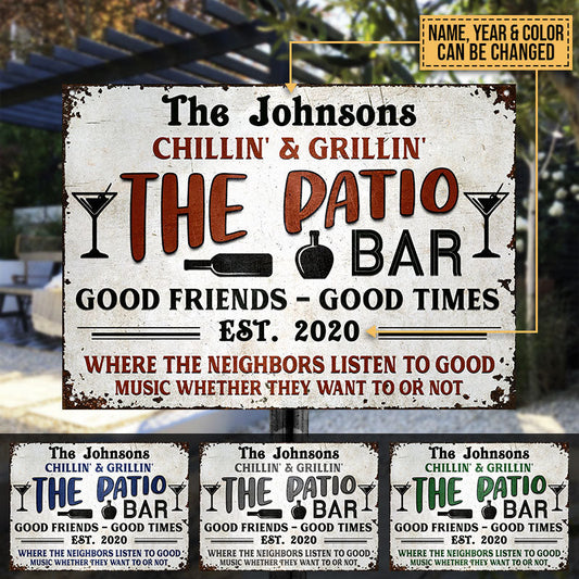 Personalized Patio Grilling Backyard Color Custom Classic Metal Signs